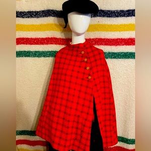 70’s Pure New Wool plaid cape with removable belt.